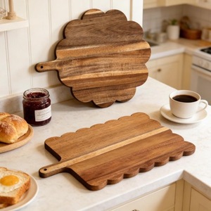 Juego de tablas de cortar de madera con asas, rectangular, de acacia, de doble cara, bandeja de servir para cocina, para queso y embutidos - Product Image 1