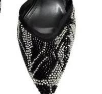 ZA Nouveauté Été Sandales à talons hauts pour femme, à bout pointu, à décolleté bas, avec empeigne brodée et ornée de perles de verre et de strass