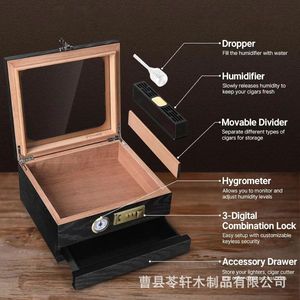 Nouvel humidor à cigares en bois pour la maison, avec couvercle transparent, boîte de rangement pour cigares en bois massif, boîte de collection de cigares en bois - Product Image 1