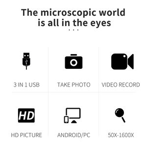 3 In 1 Uface face nterface igigtal icamamera con Android yype 1600X orortable leclectronic pair epair Microscopio - Product Image 4
