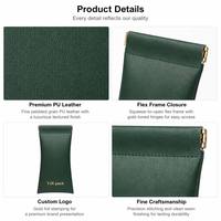 Boîte à bijoux personnalisée en cuir PU vert avec fermeture à cadre et couvercle à bouton-pression |   Vente en gros de sacs de voyage compacts