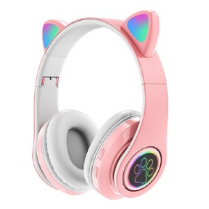 Audífonos Inalámbricos con Orejas de Gato B39, Bluetooth, Luz LED, Plegables, con Ranura para Tarjeta, Bajos Profundos, para Juegos - Product Image 1