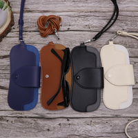 Étui à lunettes de soleil en cuir PU tendance avec cordon de cou, pochette de protection portable pour lunettes, sac de rangement de luxe pour lunettes de vue, idéal pour la décoration