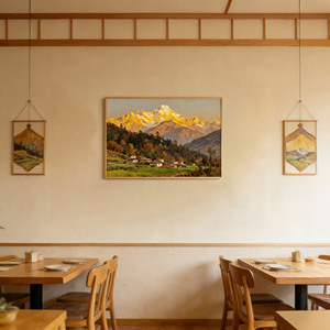 Peinture à l'huile sur toile moderne, art mural, paysage népalais, peinture sur toile avec cadre pour la décoration de la maison - Product Image 1