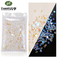 Strass en verre électroplaqué brillant pleine taille à dos plat pour la vente en gros, accessoires de bricolage DIY