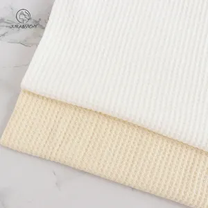 Menerima OEM ODM pureen katun 25% T 5% spandeks meregang dicelup sweter rajut atasan wafel kain rajut ganda ungu 220gsm