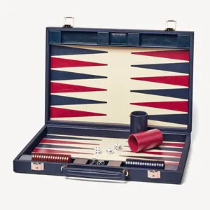 Oem Odm Handgemaakte Tafel Schaakspel Houten Lederen Backgammon Board 15 17 21 Inch Reizen Luxe Backgammon Set Met Handvat