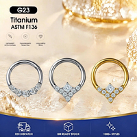 Cincin Hidung Titanium ASTM F136 Berlapis PVD Thorrk dengan Batu CZ Model Claw Setting