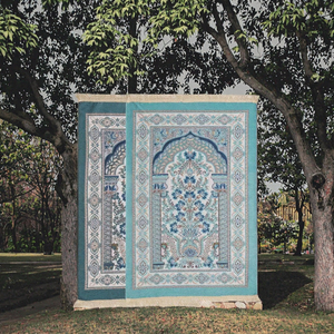Tappeto da Preghiera Islamico di Alta Qualità, Morbido, Turco, Floreale, a Pelo Corto, Lavabile, Antiscivolo, con Borsa, Set per Ramadan ed Eid <span class=keywords><strong>Mubarak</strong></span> - Product Image 3