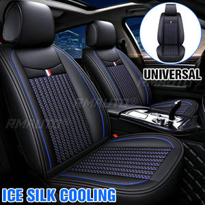 Coussin de siège de voiture en cuir soyeux glacé universel bleu noir pour la plupart des voitures, housse de siège de voiture douce et rafraîchissante pour l'été - Product Image 1