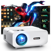 Mini projecteur portable HD 4K 3D compatible avec Android 9, 250 lumens, projection de 50 à 300 pouces pour le cinéma maison et l'utilisation professionnelle