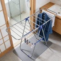 Séchoir à linge portable et pliable multifonction en acier inoxydable, séchoir à vêtements autoportant à ailes pour la maison