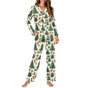 Vente flash : <span class=keywords><strong>pyjamas</strong></span> haut de gamme pour jeunes hommes, imprimés de Noël, 100% polyester, utilisables toute l'année, vêtements de maison personnalisés pour femmes - Product Image 3