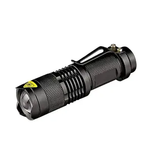 Mini lanterna led xpe de alumínio, 3 modos, zoom bolso, corpo com prendedor de bolso