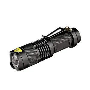 3 Mode Mini XPE LED Flashlight Zoom Pocket Aluminum Torch Body with Pocket Clip