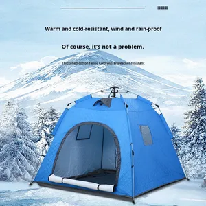 Tente de pêche sur glace imperméable, coupe-vent et résistante au froid, en tissu Oxford matelassé épaissi, pour le camping en extérieur par temps extrêmement froid - Product Image 3