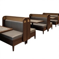 Ensemble de table et chaises de restaurant à thème d'Asie du Sud-Est, canapé mural, usage commercial, matériau PU, double assise