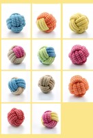 Jouet pour chien en corde nouée en coton durable pour usage intérieur et extérieur, balle interactive pour animaux de compagnie, jouet à mâcher, petit modèle multicolore pour chats et chiens