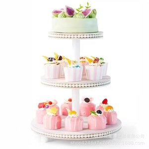 White <b>3</b> <b>Tier</b> Round Dessert <b>Stand</b> For Birthday Party <b>Cake</b> Display Tabletop Decorations - Product Image 1