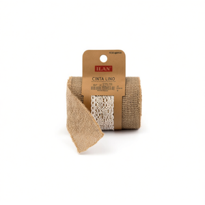 Nastro di lino ILAN 10 cm x 2 m con bordo in pizzo per lavori artigianali - Product Image 2