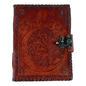 Cuaderno de Dibujo Recargable con Diseño de Pentáculo y Luna, Encuadernado en Cuero, Estilo Moderno - Product Image 1