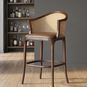 Indoor/<b>Outdoor</b> Hotel and Bar Chair with Wooden Side Table Industrial Iron Frame Modern Design Versatile for Restaurant Home Use - Product Image 3