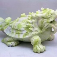 Statue de tortue dragon en jade Xiuyan naturel, sculptée à la main, figurine de dragon tortue mythique chinois, sculpture en jade Feng Shui