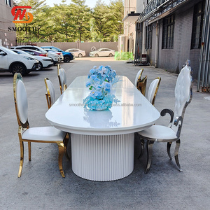 SMOOTH Luxury Event Used Luxury White Stainless Steel Round <b>Table</b> <b>Mirror</b> MDF Top Wedding Event <b>Table</b> - Product Image 2