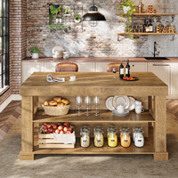 Table de bar Tribesigns de 55 pouces avec étagères de rangement, table de salle à manger haute pour cuisine, unité de bar rectangulaire en bois pour la maison