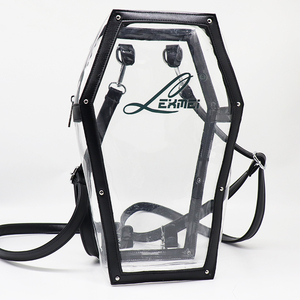 Tùy Chỉnh Màu Đen Gothic Phong Cách Quan Tài Hình Rõ Ràng PVC Ba Lô Với In Ấn Logo - Product Image 3