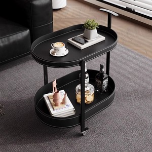 Mesa de Centro Pequeña de Cuero Moderno con Ruedas, Mueble Auxiliar para Sala de Estar, Villa <span class=keywords><strong>Wolff</strong></span>, Garantía de 5 Años - Product Image 3