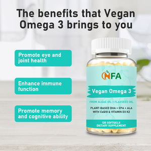High Potency Vegan Omega 3 Softgels Contains Vitamin D3 With Vitamin K2 Enhance Immune Function Adult Dietary <b>Supplement</b> - Product Image 3