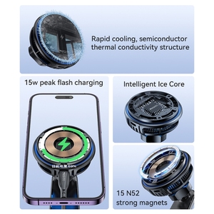 Nouveautés <span class=keywords><strong>Yesido</strong></span> C311 semi-conducteur refroidissement 15W support de voiture de charge sans fil magnétique supports de chargeur de téléphone sans fil - Product Image 4