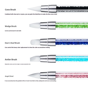 Nuovo trapano in Silicone a doppia <span class=keywords><strong>testa</strong></span> per Nail Art con intaglio cavo goffratura strumenti di punteggiatura in plastica per impugnare penne più penna a <span class=keywords><strong>testa</strong></span> di colla - Product Image 4