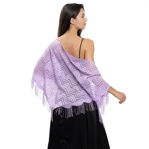 High Quality Light Purple Lace Triangle Scarves for Women Daily and Party Shawl and Wraps