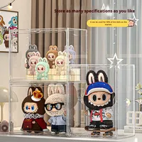 Boîte de Présentation Figurines Labubu Meuble Vitrine en Vinyle avec Rangement Acrylique et Housse Anti-Poussière Housse de Protection en Plastique Haruno