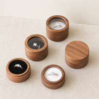 Boîte à bagues en bois massif avec fenêtre transparente, style japonais, pour la demande en mariage, étui à bagues pour couple, pour l'affichage et le rangement de bijoux