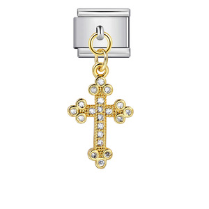 Colgante de cruz estilo gancho, pulsera modular italiana, cadena de acero de titanio elástica empalmada DIY, accesorios de joyería - Product Image 5