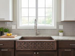 Évier de cuisine de ferme en cuivre antique de qualité supérieure, à tablier, en cuivre martelé épais, pour cuisines résidentielles - Product Image 2