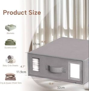 Woven Fabric <b>Foldable</b> Square Zipper Storage Bins with Over 35L Capacity for Household Organization of <b>Bed</b> Linen and Clothes - Product Image 5