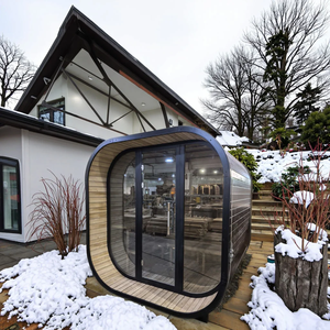Customizable Size and Material Carbonized Spruce Cedar <strong>Steam</strong> Outdoor <strong>Sauna</strong> <strong>Room</strong> with Electric Stove - Product Image 5