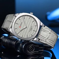 Montres décontractées et résistantes à l'eau CURREN pour hommes, montre à quartz minimaliste, bracelet en cuir véritable, montres-bracelets tendance 8480