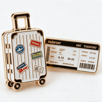 Badge en métal pour valise de voyage, passeport, émail dur, couleur personnalisée, alliage de zinc, forme irrégulière, thème voyage moderne et traditionnel, UV