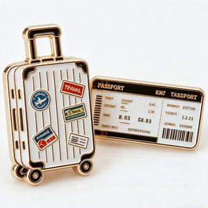 Pin Metálico para Maleta y Pasaporte, Chapado en Oro, Esmalte Duro, Aleación de Zinc, Forma Rectangular, Tema de Viaje - Product Image 6