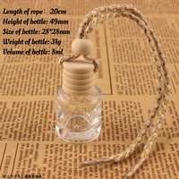 Bouteille diffuseur ronde en verre de 4 ml, blanche, vide, pour voiture, avec couvercle en bois, pour huiles essentielles - Vente en gros