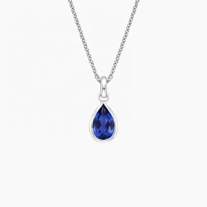 Nuevas llegadas: Collar de joyería fina de plata de ley 925 con colgante solitario de diamante talla pera con bisel y dije de piedra de nacimiento - Product Image 2