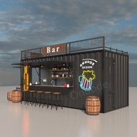 Vente chaude 2025 Kiosque conteneur portable de 20 pieds avec éclairage LED, modifié en préfabriqué modulaire, pour café, bar et vitrine