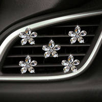 Xingyue – Lot de 5 clips de ventilation de voiture en alliage de cristal naturel, forme fleur, style simple, décorations intérieures