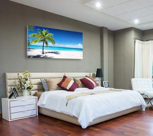 Tranh Treo Tường Nghệ Thuật Bằng Vải Bạt Lớn Sóng Biển Mùa Hè Cây Dừa Trên Bãi Cát Cảnh Biển Tranh Thiên Nhiên Biển Cho Phòng Khách Gia Đình - Product Image 4