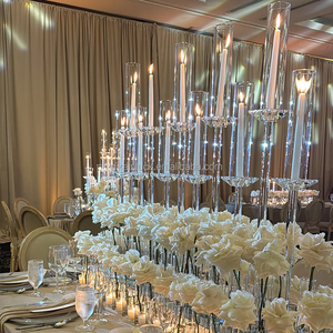 Bougeoir en verre personnalisé NIKA, chandelier en cristal clair de 120cm de haut pour la décoration d'événements de mariage - Product Image 6